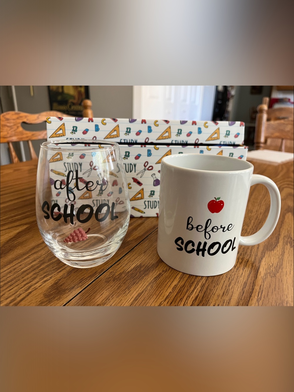 "Before School" Ceramic Mug & Stemless Glass Set - Perfect for Teacher or 21 yo